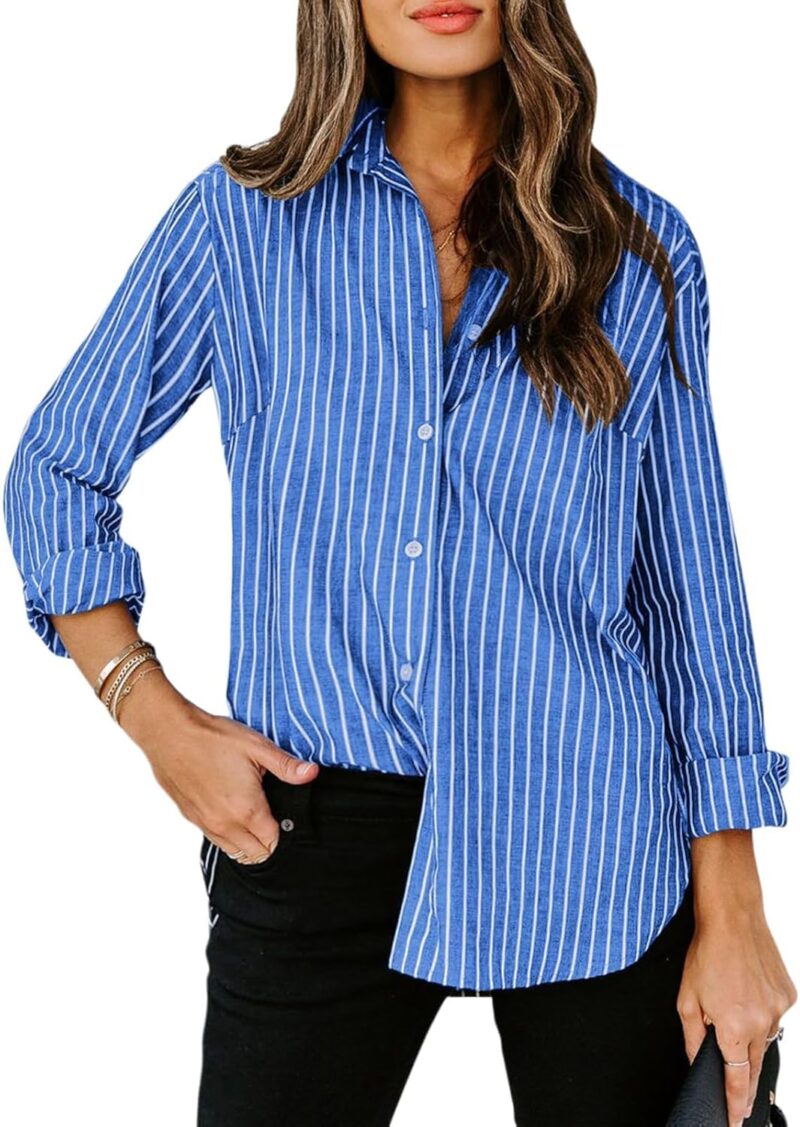 Cotton Striped Shirt Dress — Long-Sleeve Collared Shirt Style | Professional Office & Commute Wear