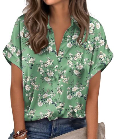 Short-Sleeve Silky Satin Shirt — Business Casual Style | Luxurious, Lustrous Fabric
